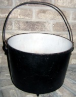 White enamel coating inside iron stew pot